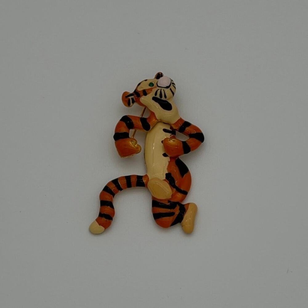 Enamel Vintage Articulated Tigger Tiger Brooch | Figural Moving Tiger Pin Brooch